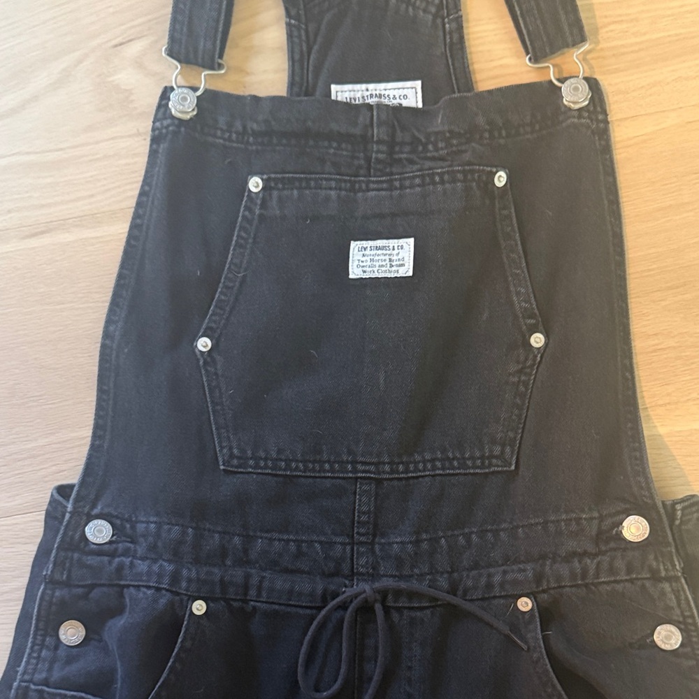 LEVI STRAUSS & CO. Black Wide-Leg Denim Overalls